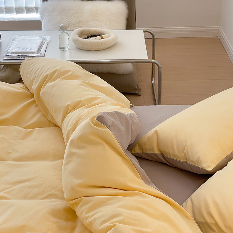 8color two tone creamy cotton bedlinen set