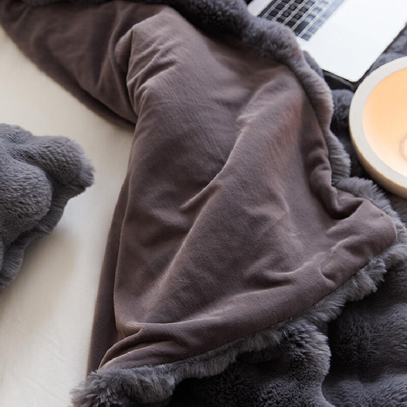 3color marshmallow fur waffle blanket