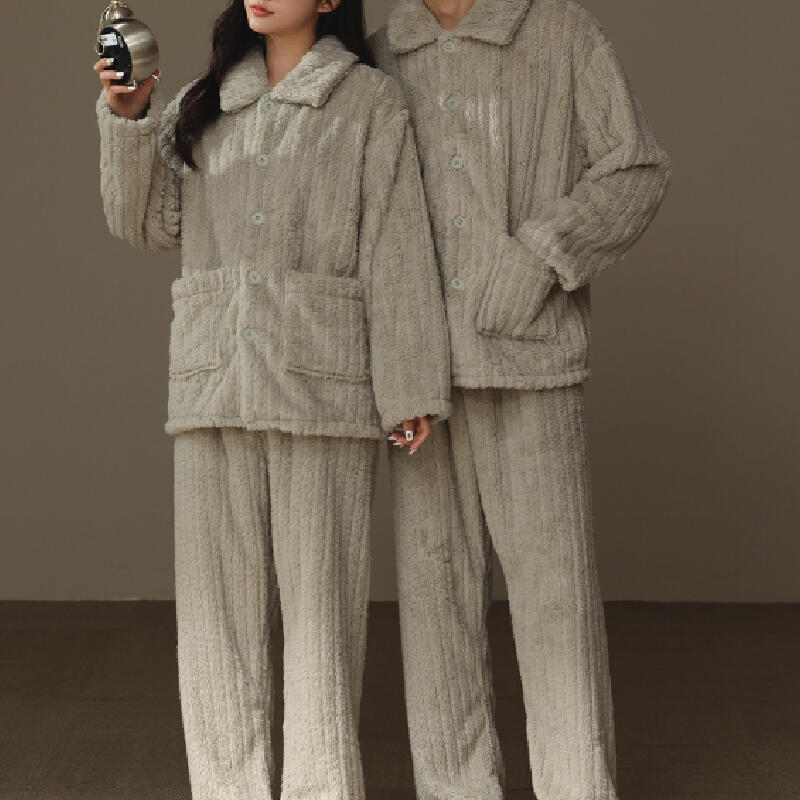 fluffy stripe front button roomwear
