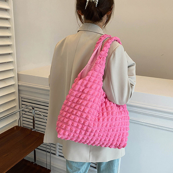 5color square puff handbag