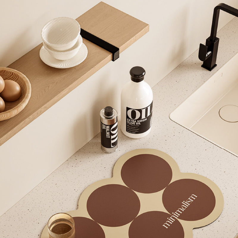 brown circle minimalism sink mat