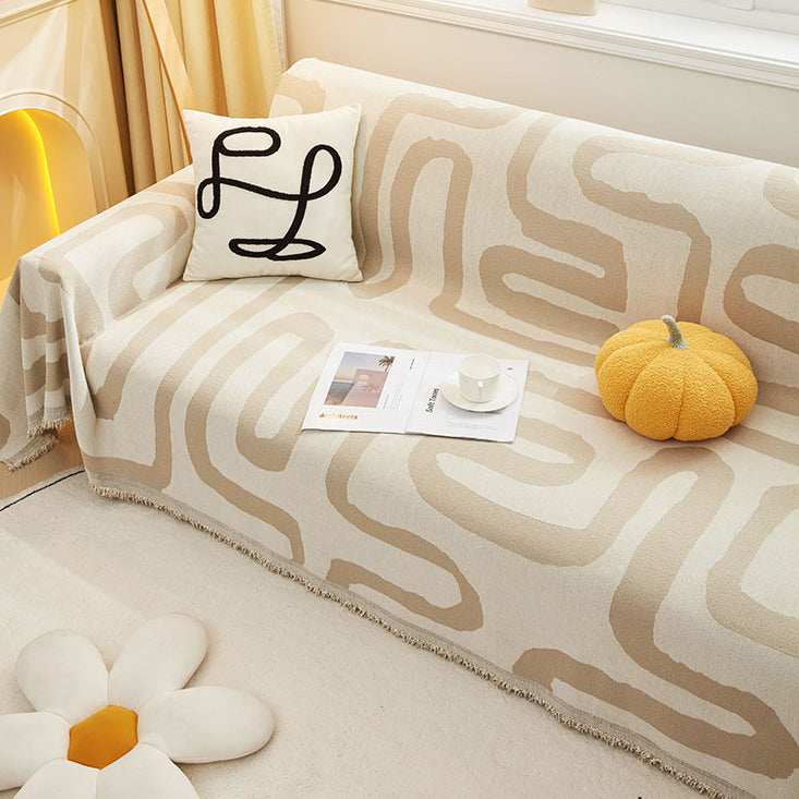 3color reversible ethnic line sofa cover