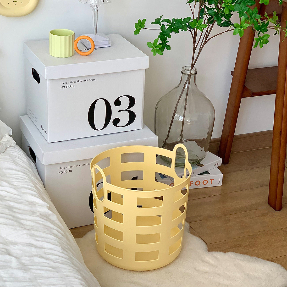 3size simple yellow basket