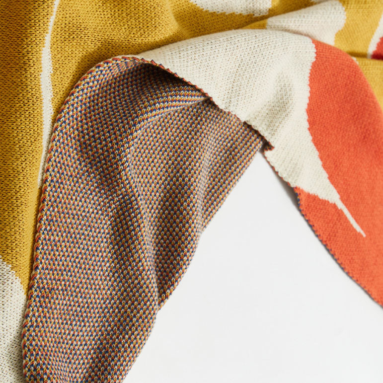 2color flower knit blanket