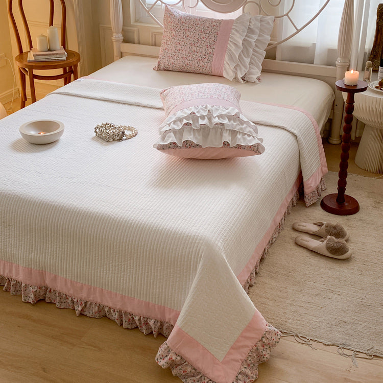 4design flower frill quilt & pillow sheets set