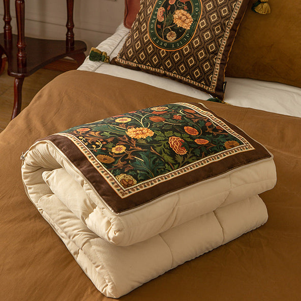 retro flower 2way quilt cushion