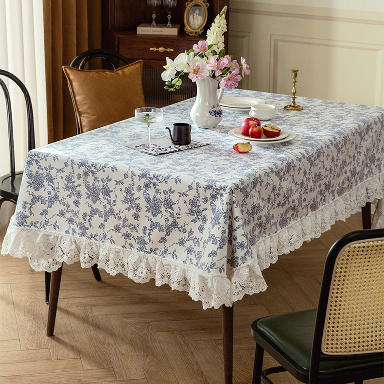 2color french flower velvety table cloth