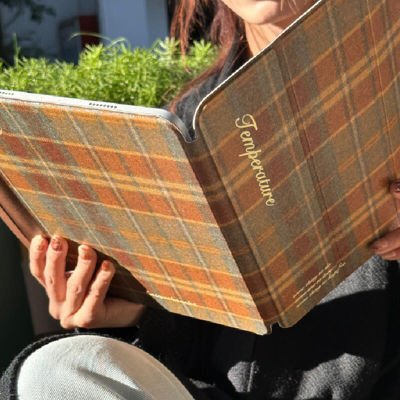 brown check iPad case