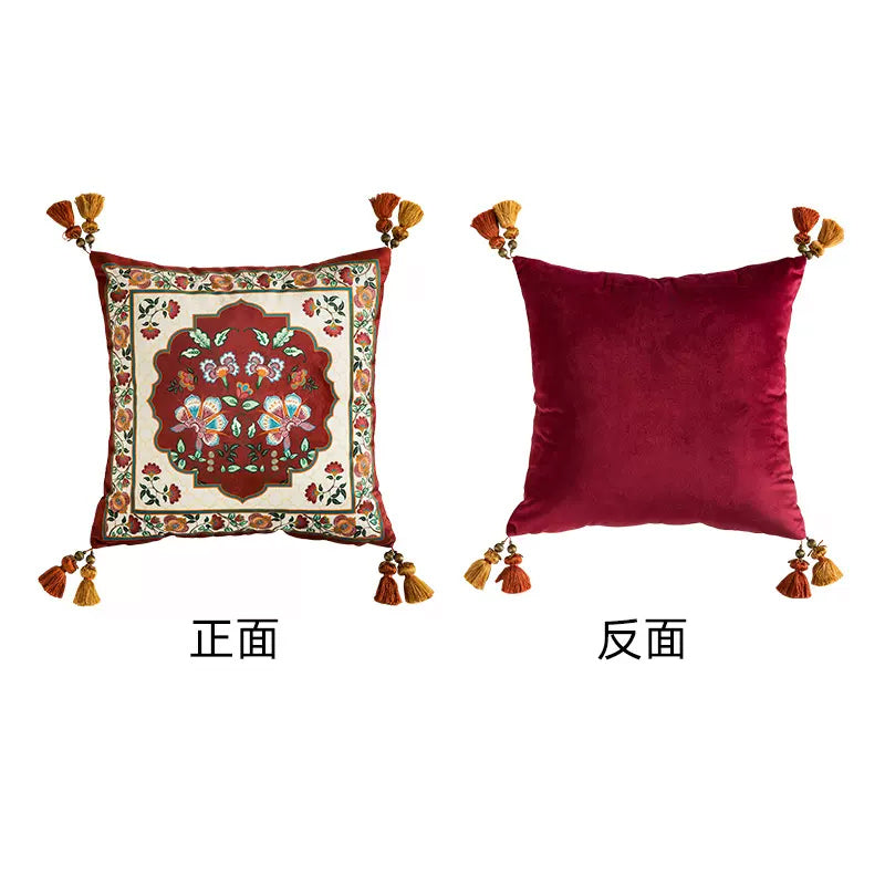 6design dark red vintage flower cushion