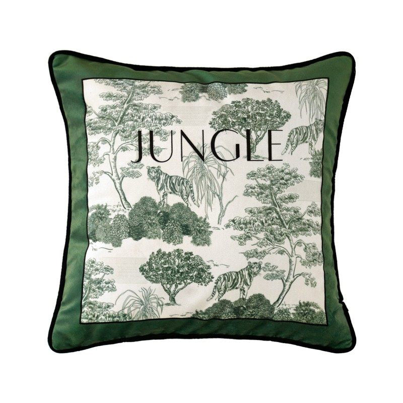 green retro forest cushion