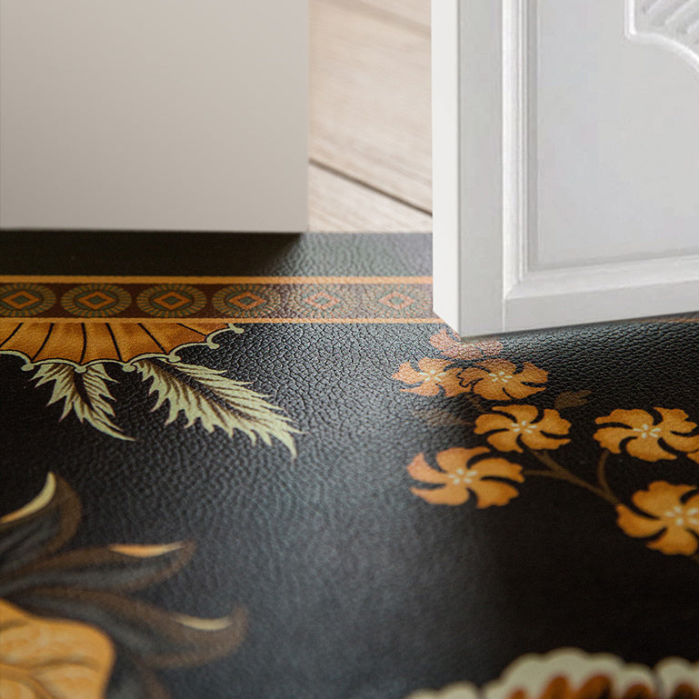 6design dark flower door mat