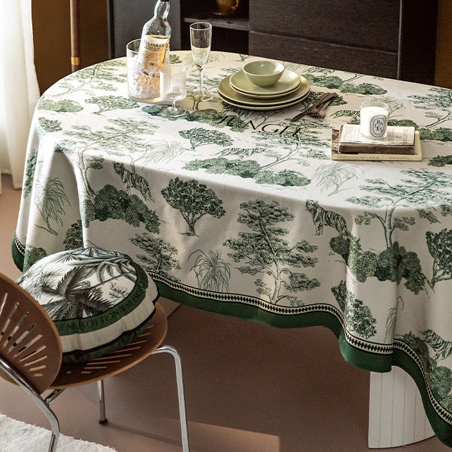 green jungle logo table cloth