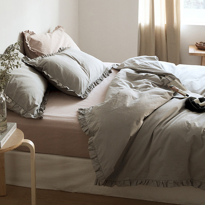 12color simple cotton frill bedlinen set