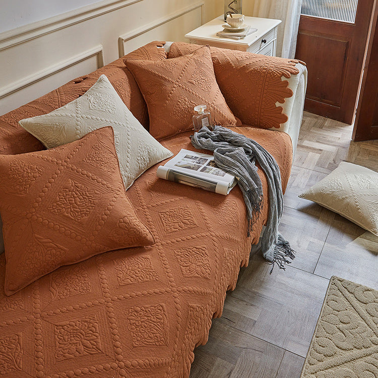 3color diamond flower stitch sofa cover