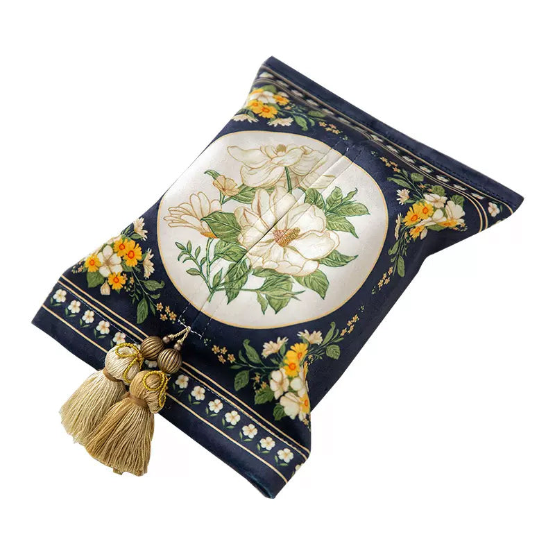 2design navy retro flower tissue case