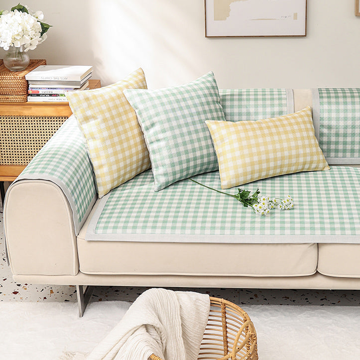 6color pail gingham check sofa cover