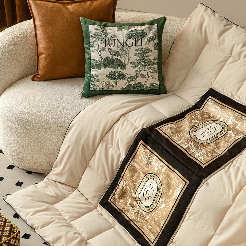 green retro forest 2way quilt cushion