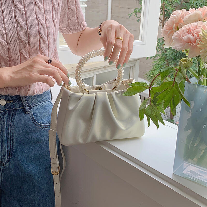 2way leather perl hand bag
