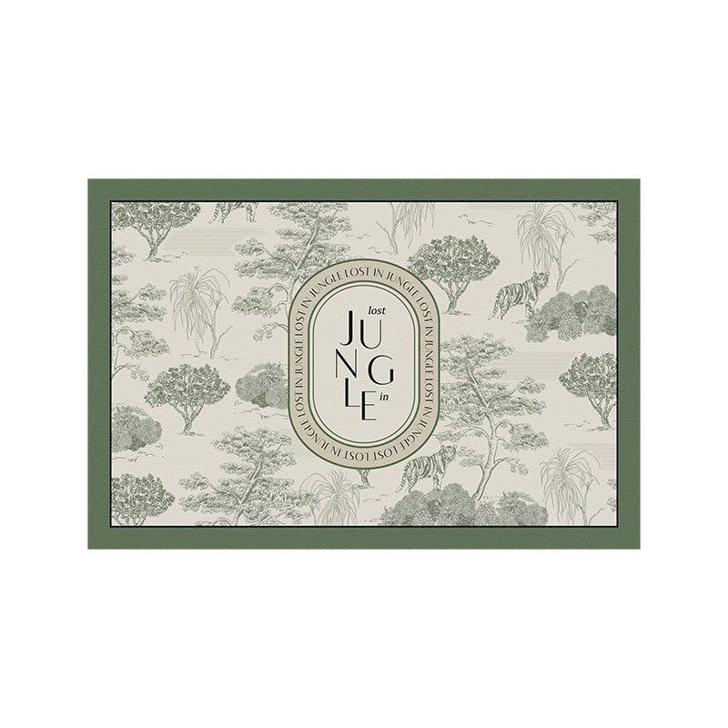 green retro forest door mat