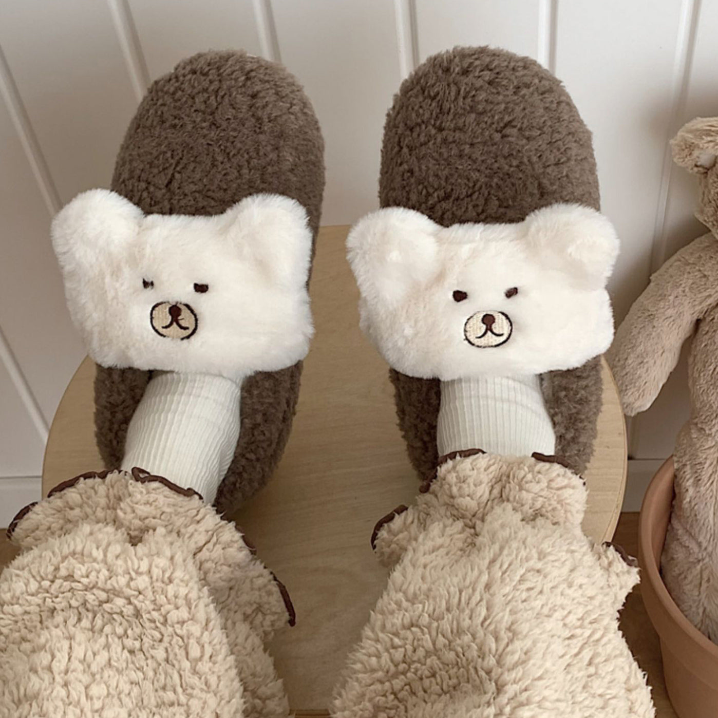 4color fur bear roomshoes