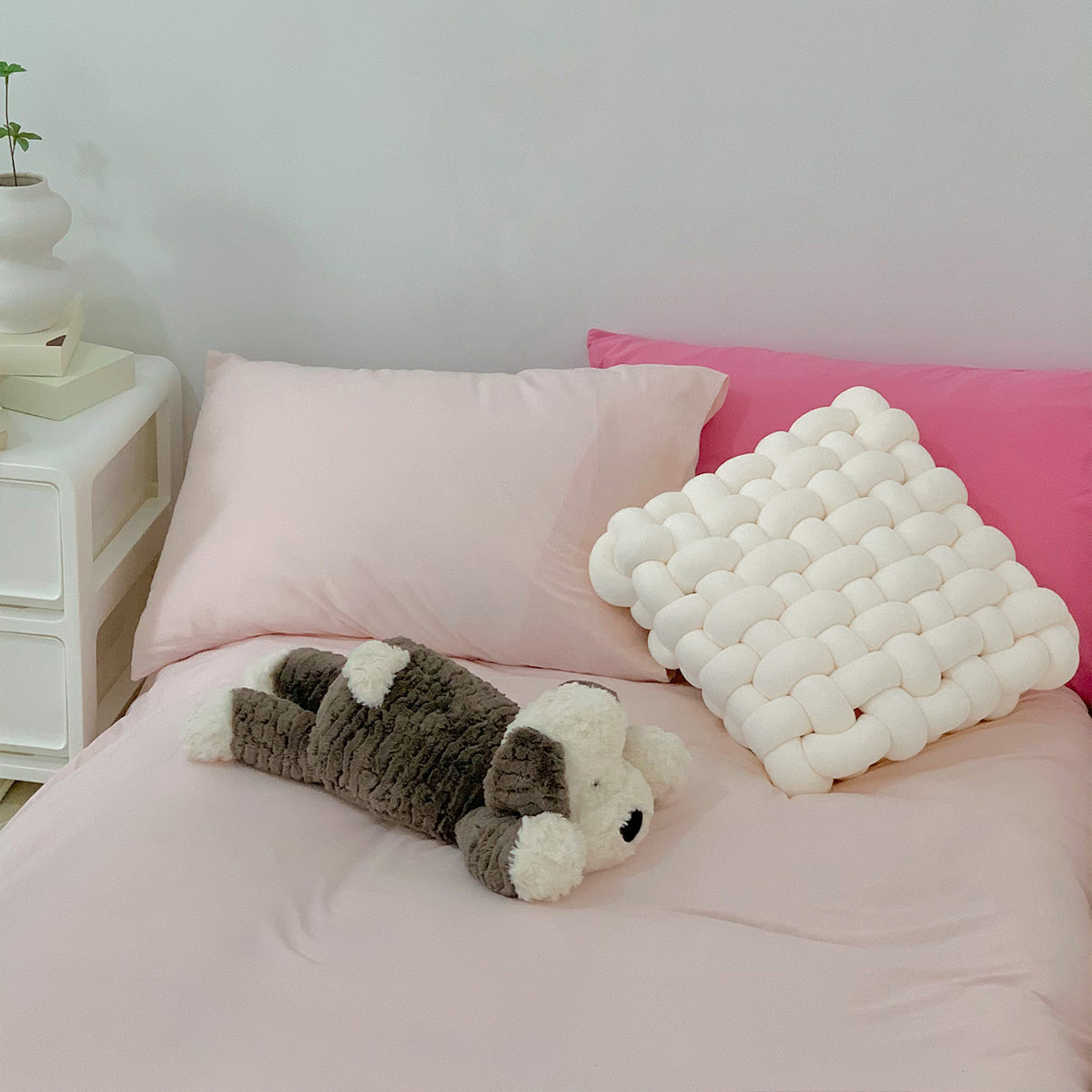 2color natural knit cushion