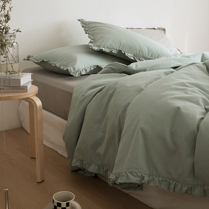 12color simple cotton frill bedlinen set