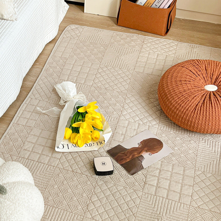 2color patchwork stitch floor mat