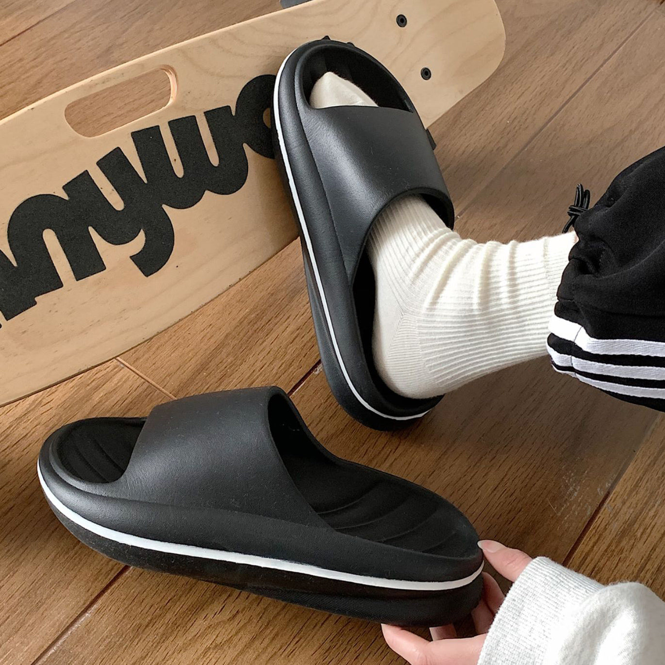 3color single line rubber roomshoes
