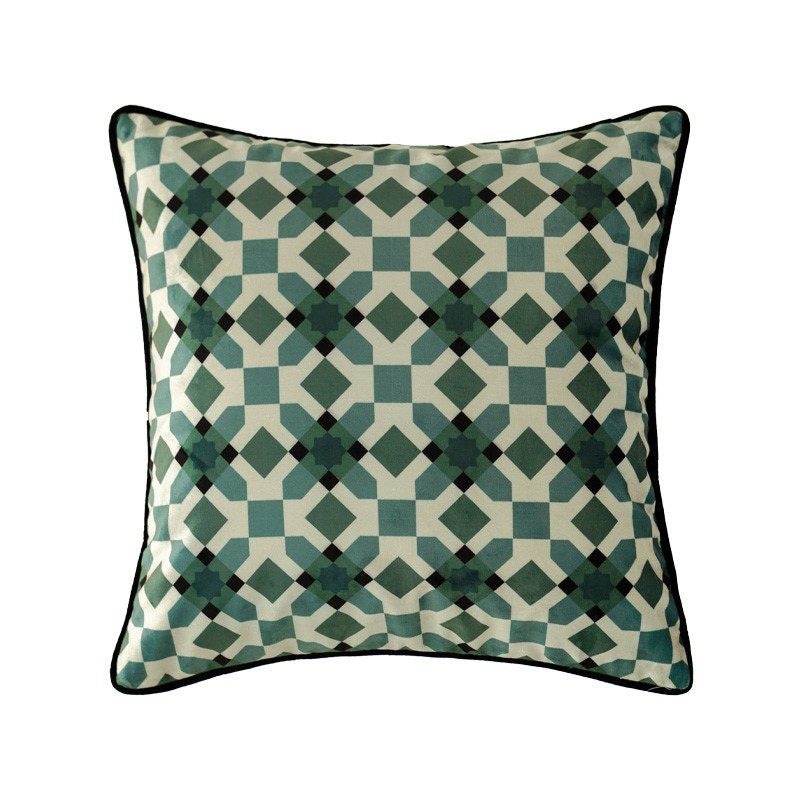 green retro forest cushion