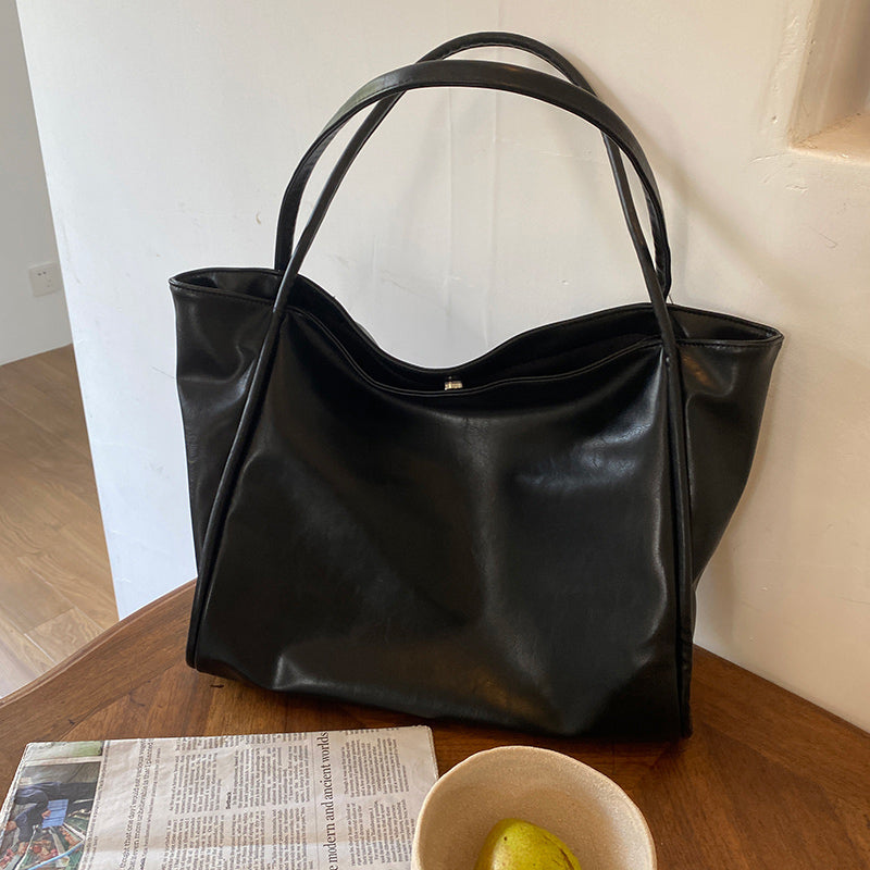 3color leather tote bag