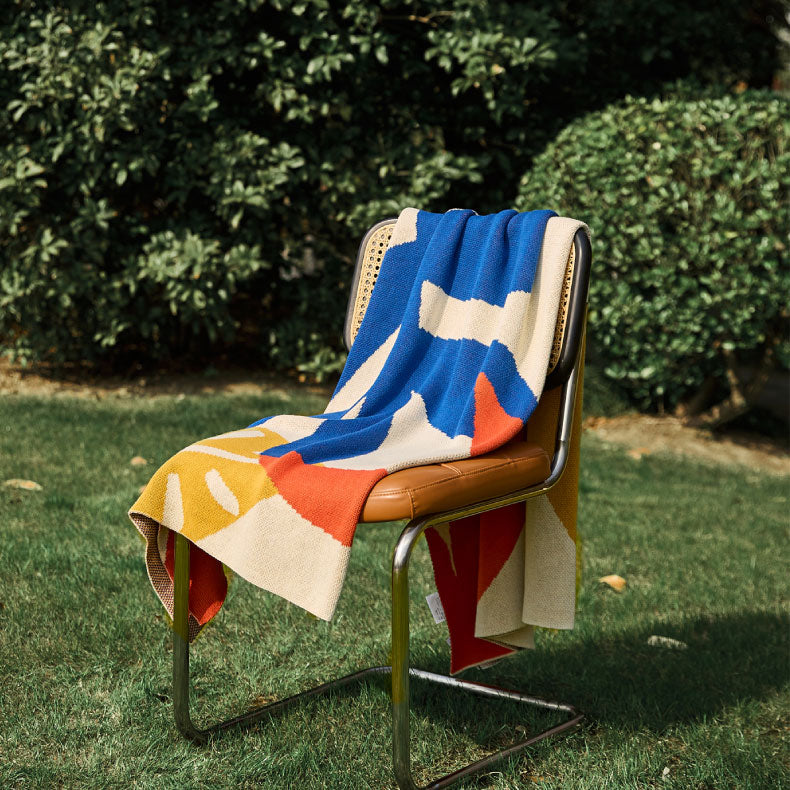 2color flower knit blanket