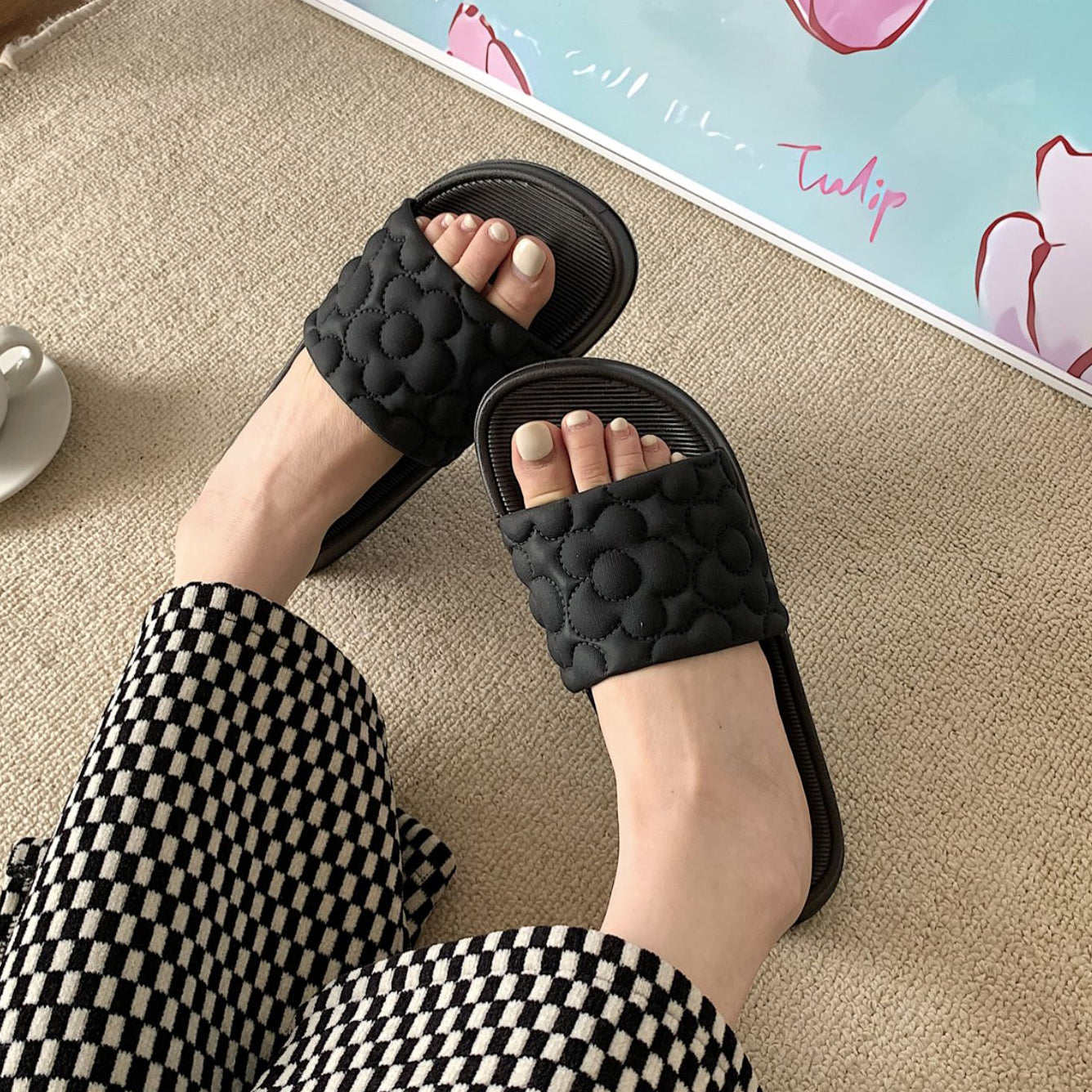 3color flower rubber roomshoes