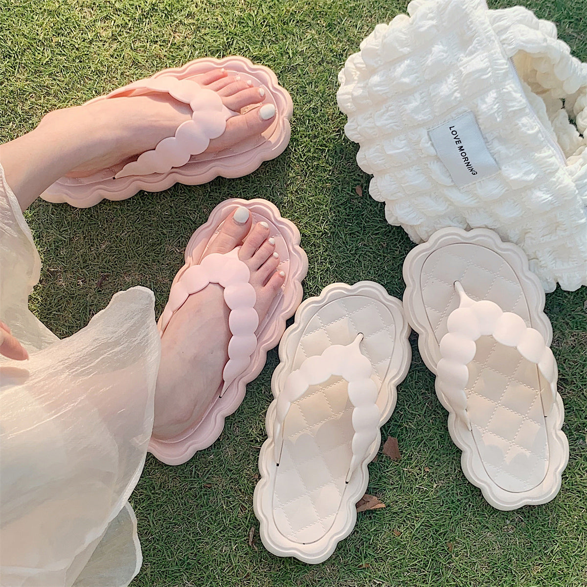 3color scallop rubber roomshoes