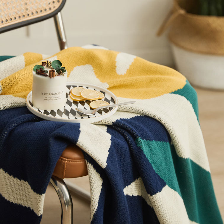 2color flower knit blanket