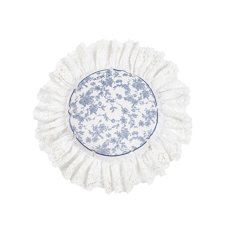 french flower velvety frill cushion