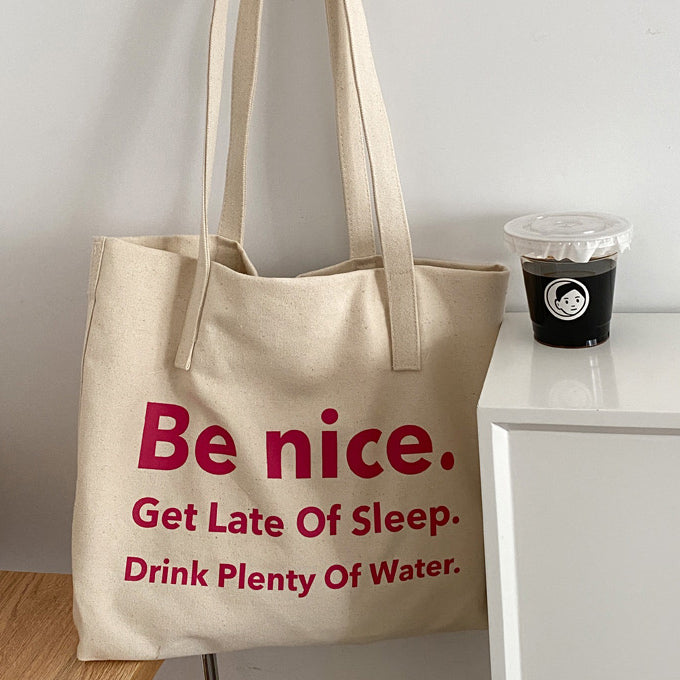 2color be nice logo tote bag