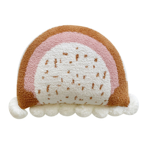 3color semicircle ponpon cushion