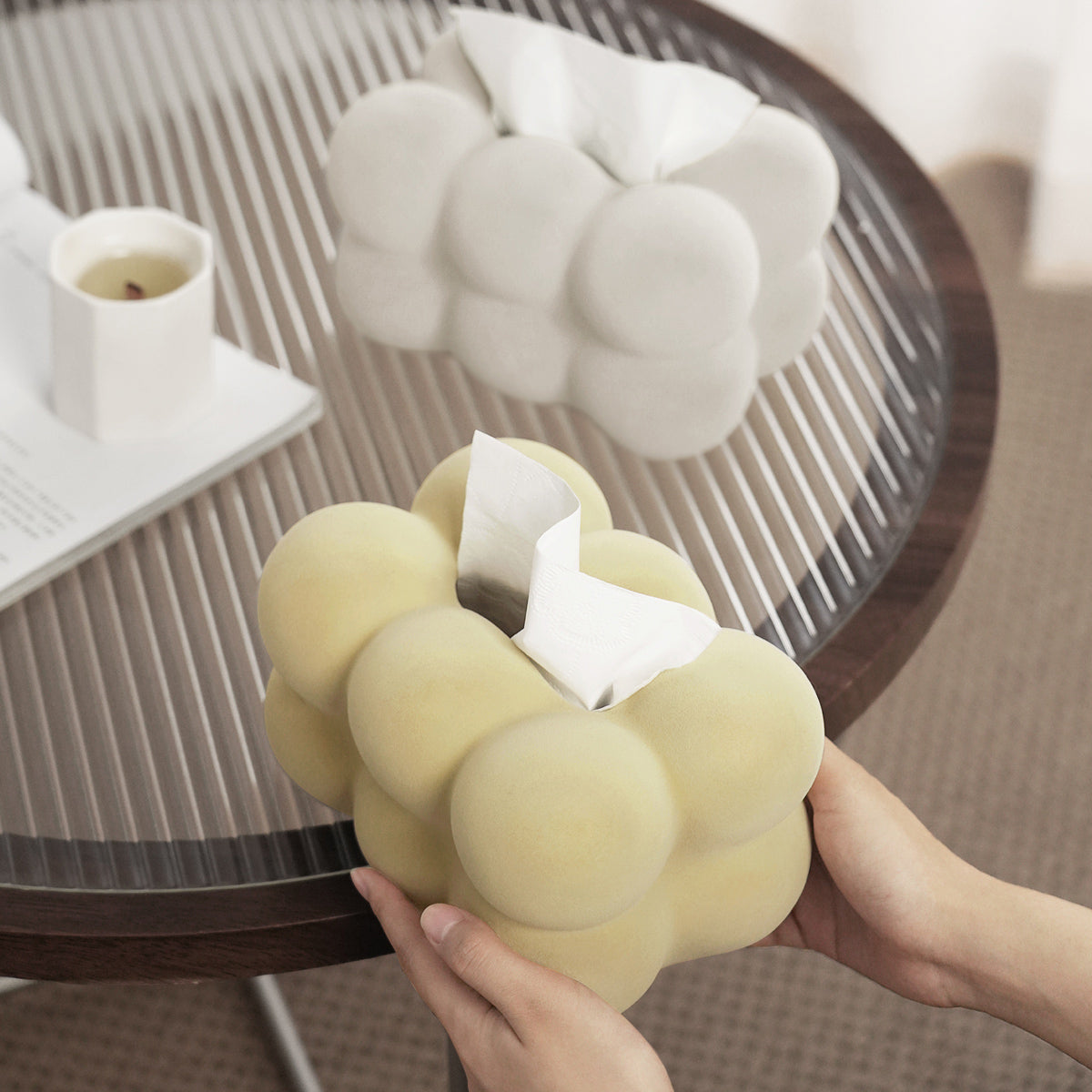 3color furry cloud tissue case