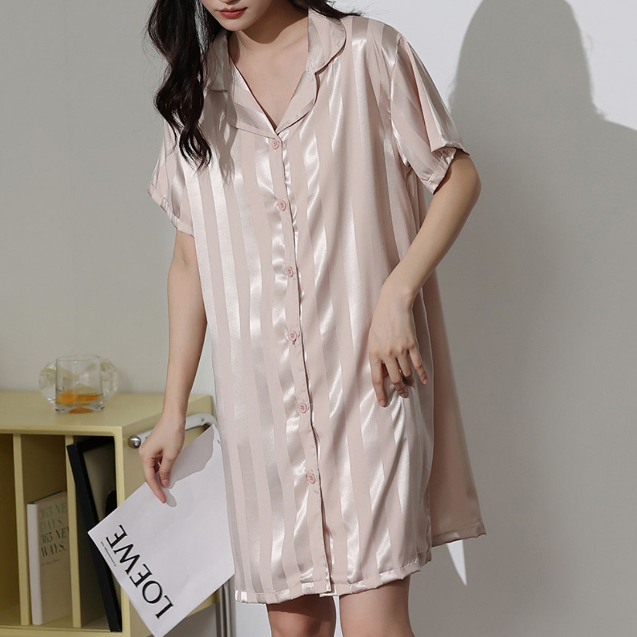 4color onepiece stripe roomwear