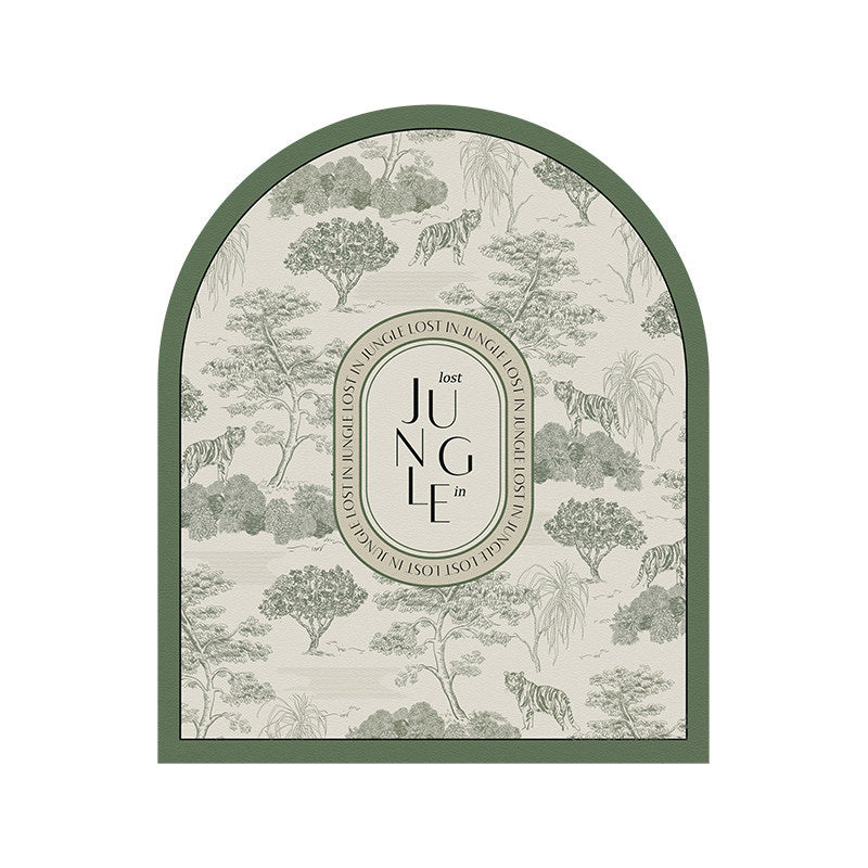 green retro forest door mat