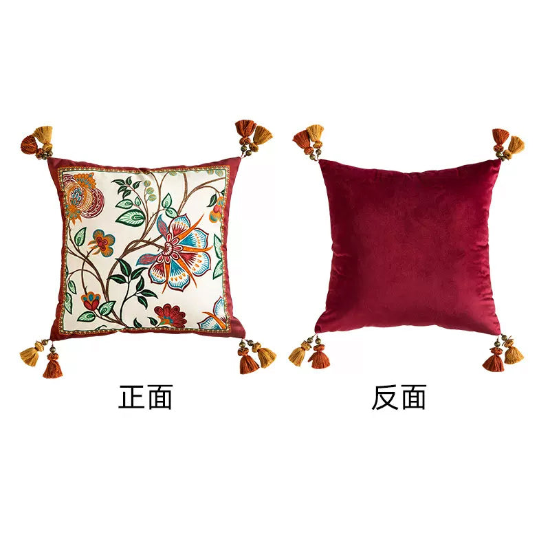 6design dark red vintage flower cushion