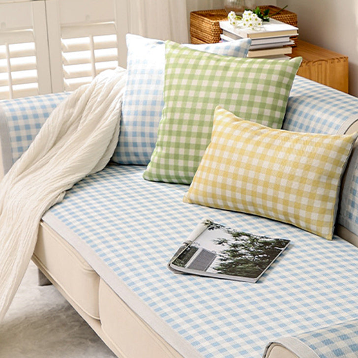 6color pail gingham check sofa cover