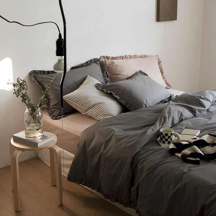 12color simple cotton frill bedlinen set