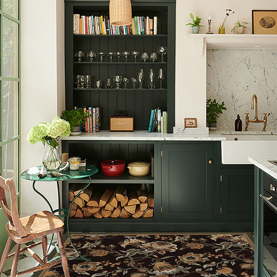 6design dark flower door mat