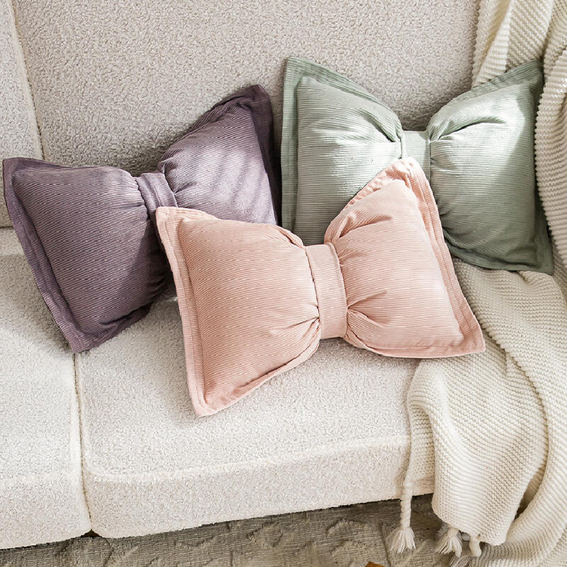 10color corduroy ribbon shape cushion