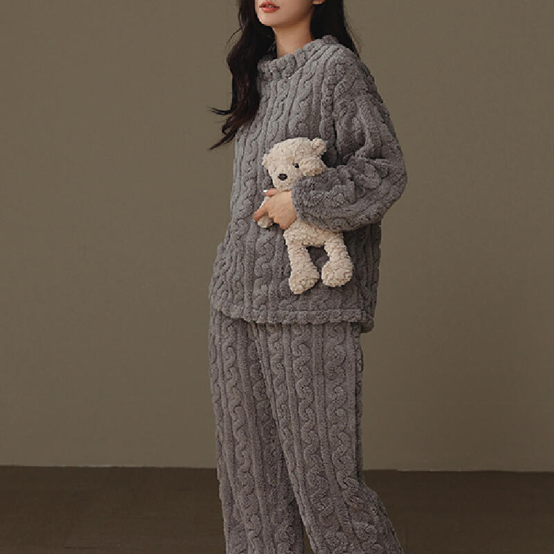 2color sweater pattern fluffy roomwear