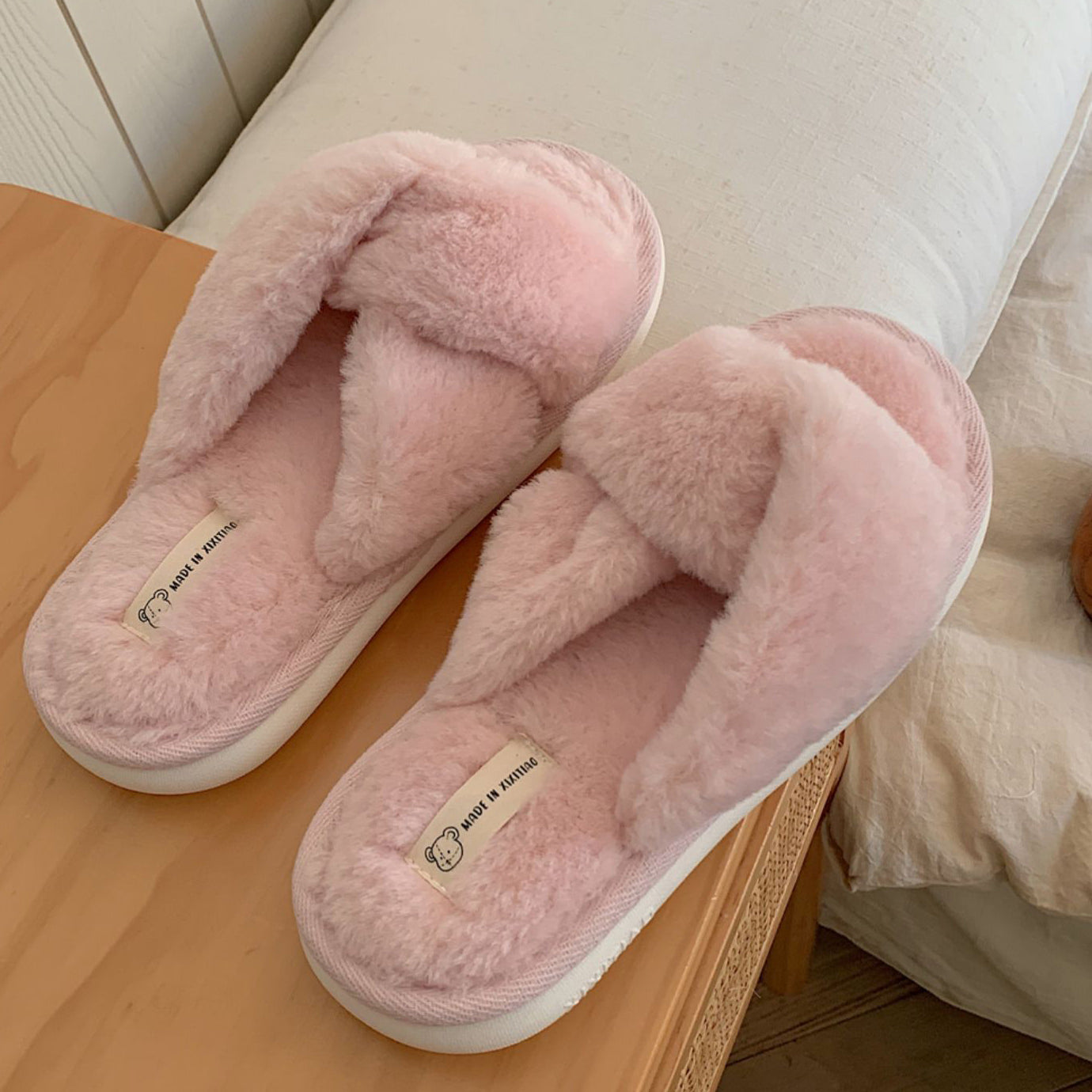 3color fur cross roomshoes