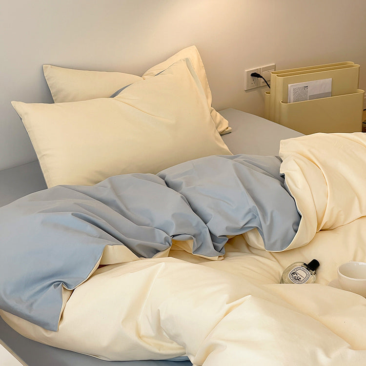 8color two tone creamy cotton bedlinen set