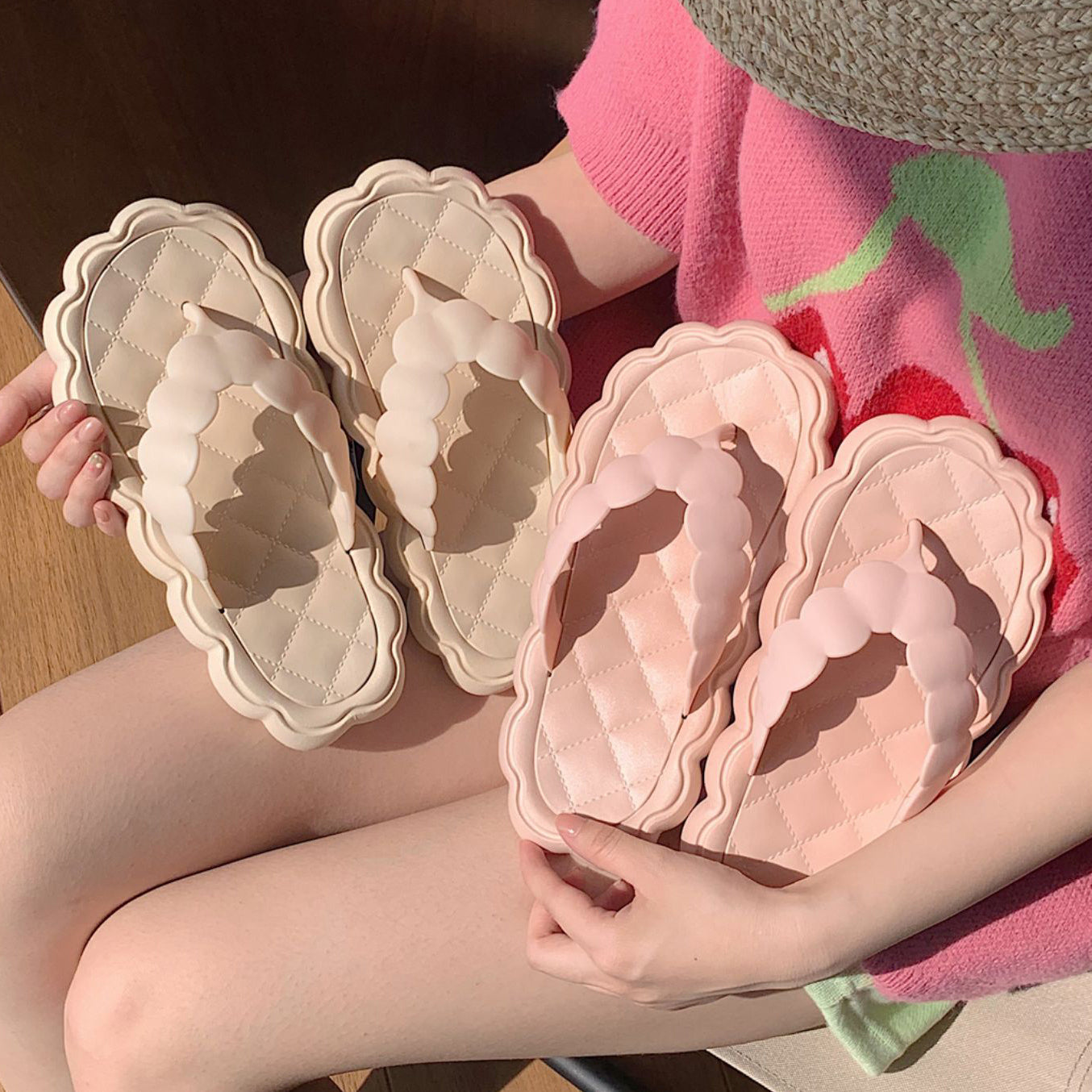 3color scallop rubber roomshoes