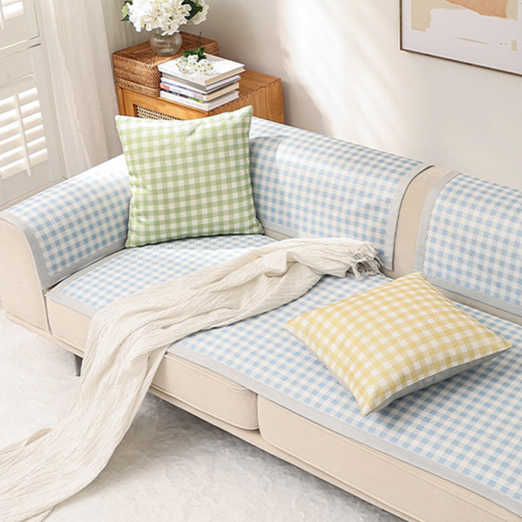 6color pail gingham check sofa cover